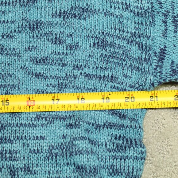 NWT Lu La Roe Sz Small Variegated Blue and Turquois V-Neck 3/4 Sleeve Sweater - Picture 4 of 5
